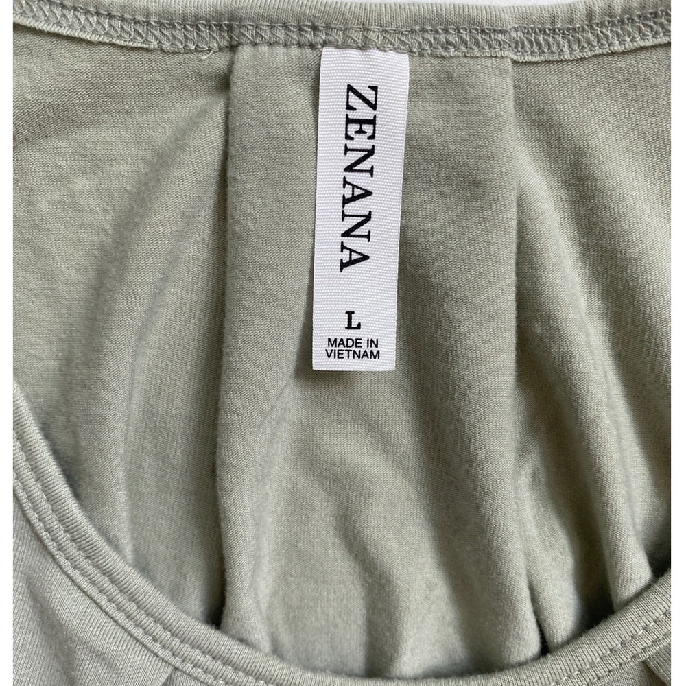 Zenana Womens Light Sage Green Pleated Scoop Neck Cami Tank Top RT-1867AB Large - Picture 5 of 11